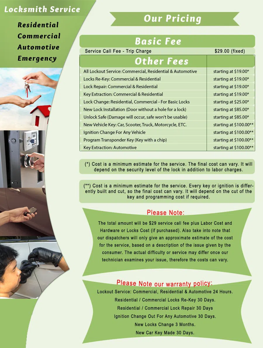 Dravosburg PA Locksmith Store Dravosburg, PA 412-307-7210 - price-list-c-22